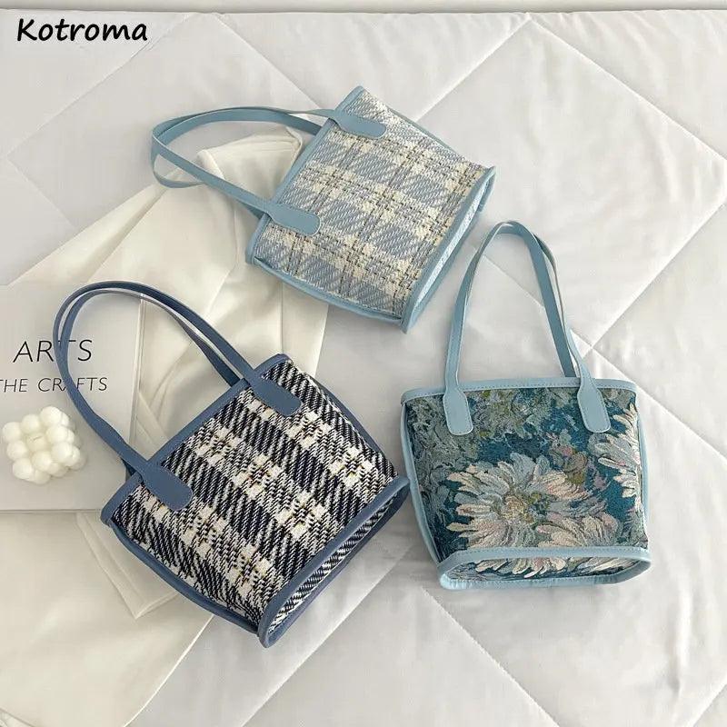 Large Capacity Oil Painting Flower Shoulder Bag Retro Texture Handbag Tote