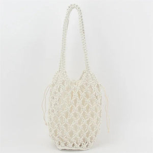 Retro Beach Bucket Handbag Hollow Cotton Thread Net Pocket