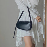 Underarm Shoulder Bag Women PU Leather Stylish Soft Zipper Little OL Sweet