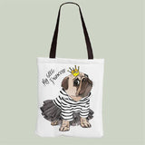 Hot Pug Canvas HandBag Women Cartoon Dog Shoulder Bag