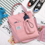 Women Bear Canvas Shoulder Bag Japanese Literary Tote Girl Handbag