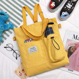Women Bear Canvas Shoulder Bag Japanese Literary Tote Girl Handbag