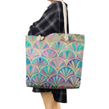 Green Leaves Flamingo Shopping Shoulder Bag Thick Rope Tote Beach Handbag