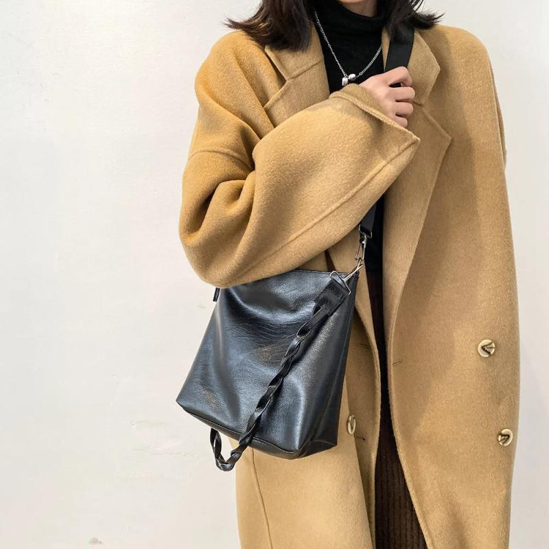 PU Leather Crossbody Bags with Braided Strap for Women