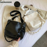 PU Leather Crossbody Bags with Braided Strap for Women