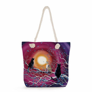Cartoon Cat Handbags High Capacity Animal 3D Printed Tote Bag
