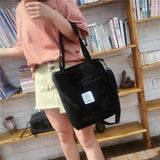 Women Corduroy Shoulder Bag Casual Tote Soft Crossbody Bags Striped Handbag