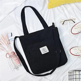 Women Corduroy Shoulder Bag Casual Tote Soft Crossbody Bags Striped Handbag