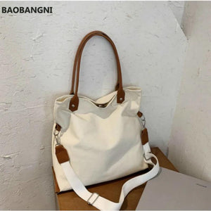 Canvas Shoulder Bag Large Capacity Double Strap Tote Bag