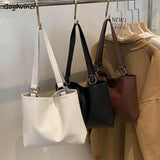 Shoulder Bags Women Solid Texture PU Leather Large Capacity Handbags