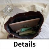 Shoulder Bags Women Solid Texture PU Leather Large Capacity Handbags