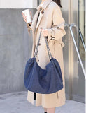 Wahyah Denim Shoulder Hand Bag for Woman Large Capacity Cowboy Casual Jeans Bags