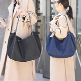 Wahyah Denim Shoulder Hand Bag for Woman Large Capacity Cowboy Casual Jeans Bags