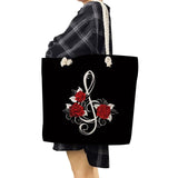Red Rose Tote Bag Floral Print Women Casual High Capacity Handbag