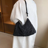 Large Capacity Plush Shoulder Bag for Autumn and Winter