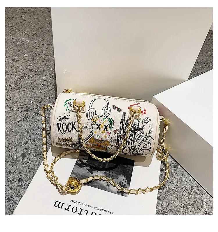 Bear Graffiti Lady's S Chain Shoulder Bag Women's Handbags