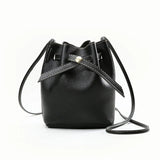 Small PU Lychee Crossbody Bucket Bag Women Casual Phone Handbag Purse