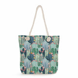 Floral Print Handbags Foldable Travel Beach Thick Rope Shoulder Bag