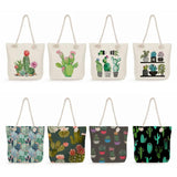 Floral Print Handbags Foldable Travel Beach Thick Rope Shoulder Bag