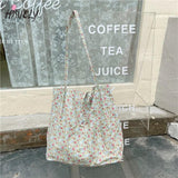 Floral Women Shopping Bag Female Canvas Shoulder Bag Storage Handbag