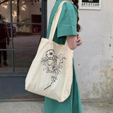 Floral Print Shoulder Bag Women Canvas Large Capacity Bookbag