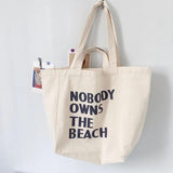 Women Canvas Shoulder Bag Letter Printing Daily Shopping Bag Handbag Totes