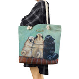 Pug Dog Print Reusable Shopping Bags Foldable Handbags