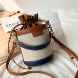 Women's Drawstring Bucket Bag One Shoulder Messenger Handbag