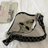 Canvas Shoulder Bags Women Letter Printed Casual Mini Bag Underarm Handbags