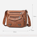 Vintage Crossbody PU Leather Bag with Multiple Pockets