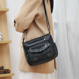 Vintage Crossbody PU Leather Bag with Multiple Pockets