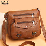 Vintage Crossbody PU Leather Bag with Multiple Pockets