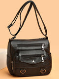 Vintage Crossbody PU Leather Bag with Multiple Pockets