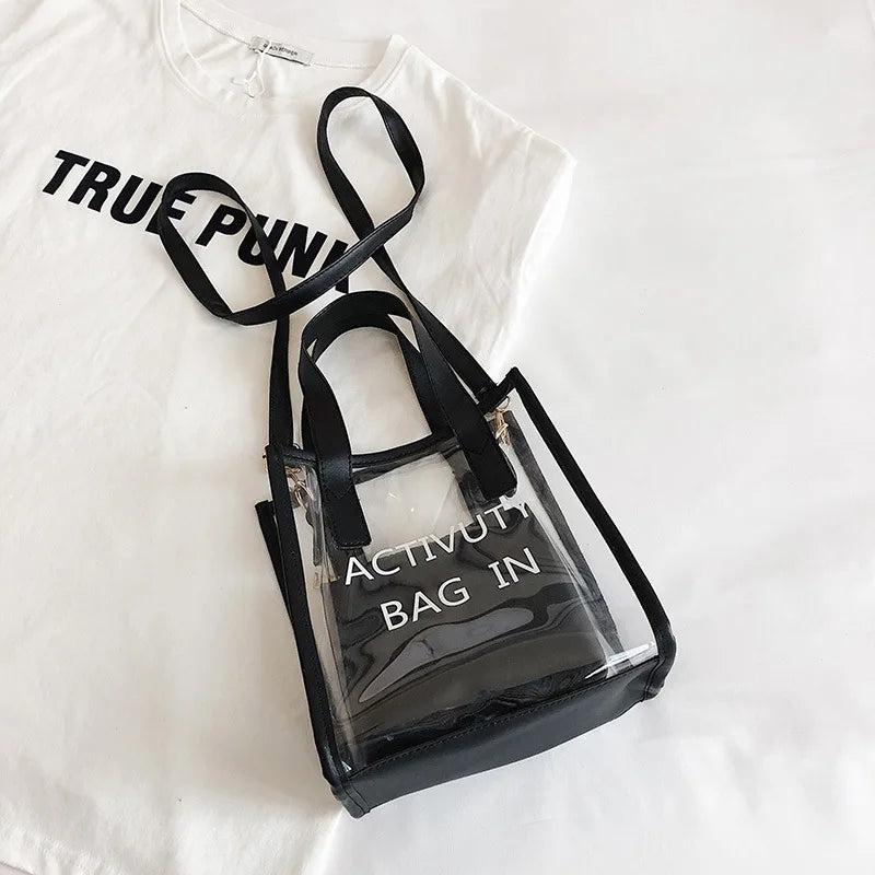 2 In 1 Women's Transparent Sling Bag Handbag