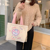 Animal Pattern Women's Canvas Shoulder Bags - Plush Handle Tote Handbags
