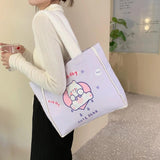 Animal Pattern Women's Canvas Shoulder Bags - Plush Handle Tote Handbags
