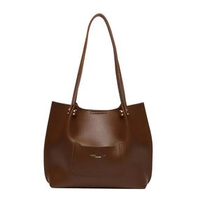Women PU Leather Shoulder Bag Large Capacity Tote Handbag