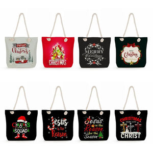 Christmas Letter Shoulder Bag High Capacity Tote Christmas Gift Handbag