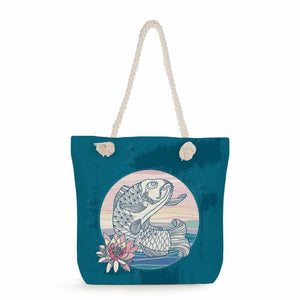 Koi Carp Print Shoulder Bags High Capacity Handbags For Women