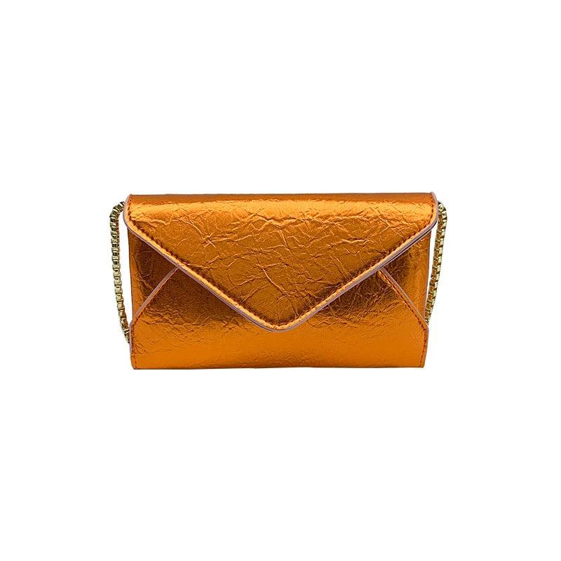 Women Envelop Clutch Handbag Purse PU Leather Chain Shoulder Crossbody Bag