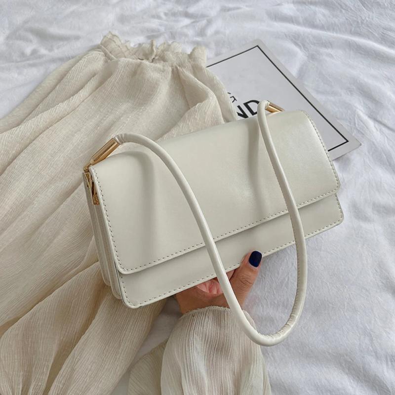 Women Shoulder Bags Pure Totes PU Leather Flap Small Square Top-Handle Bags