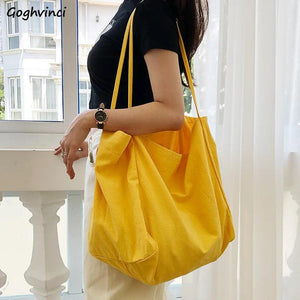 Canvas Shoulder Bags Women Solid Large Capacity Tote Bag Shopping Travel