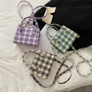 Plaid Pattern PU Leather Crossbody Bag for Women Shoulder Handbag Tote Purse
