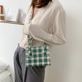 Plaid Pattern PU Leather Crossbody Bag for Women Shoulder Handbag Tote Purse