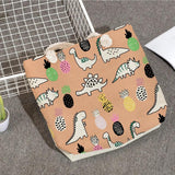 Daily Dinosaur Print Women Handbags Large Capacity Shopping Bags