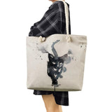 Foldable Portable Handbags Cat Print Shopper Bag High Capacity Tote Bags