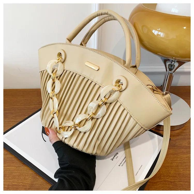Green Leather Tote Bag for Women with Classical Style