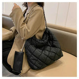 Vintage Soft Shoulder Bag with Chains Large Capacity Totes
