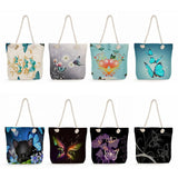 Butterfly Floral Print Handbag Portable Shoulder Bag