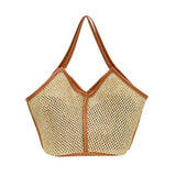 Rattan Women Shoulder Bags Straw Woven Handbags Large Beach Totes Purse